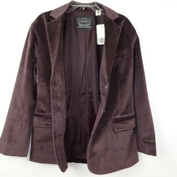 Levi's Oversized Blazer Jacket Women's Size XS Brown Velvet - Picture 4 of 10